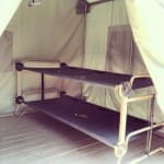 Canvas cot structures are found in each of our Canvas Cabin Tents. This is an example of a 4 person canvas cabin tent. 