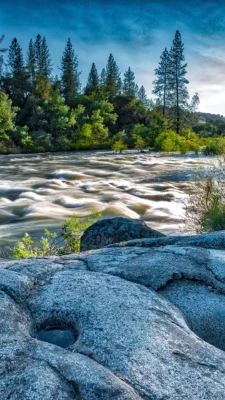 American River grinding rocks at Mother Lode Rafting Center